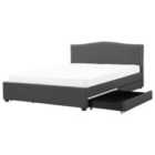 Beliani Bed With Storage Drawers Fabric Montpellier 180 X 200 Cm Eu Super King Dark Grey