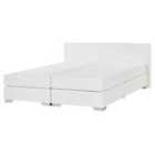Beliani Divan Bed Faux Leather President 160 X 200 Cm Eu King Size White