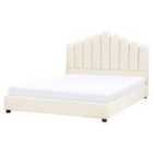 Beliani Bed Velvet Vincennes 140 X 200 Cm Eu Double Off-white