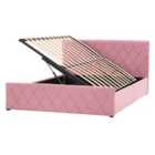 Beliani Ottoman Bed Velvet Rochefort 140 X 200 Cm Eu Double Pink