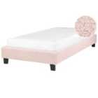 Beliani Bed Without Headboard Boucle Roanne 90 X 200 Cm Eu Single Pastel Pink