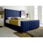 Eleganza Majestique Blue Plush Velvet Small Double Bed Frame
