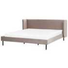 Beliani Bed Velvet Arette 180 X 200 Cm Eu Super King Taupe