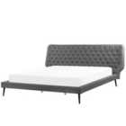 Beliani Bed Faux Leather Essonne 180 X 200 Cm Eu Super King Grey
