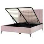 Beliani Ottoman Bed Velvet Sezanne 180 X 200 Cm Eu Super King Pink