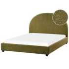 Beliani Bed Boucle Vaucluse 140 X 200 Cm Eu Double Olive Green