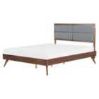 Beliani Bed Poissy 160 X 200 Cm Eu King Size Dark Ash Wood