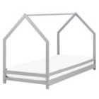 Beliani Wooden Kids House Bed Eu Single Size Grey Appy