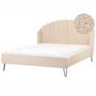 Beliani Bed Boucle Ambillou 160 X 200 Cm Eu King Size Beige