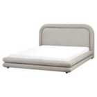 Beliani Bed Faux Linen Lavardens 160 X 200 Cm Eu King Size Taupe