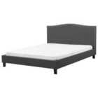 Beliani Bed Fabric Montpellier 180 X 200 Cm Eu Super King Dark Grey