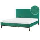 Beliani Bed Velvet Bayonne 180 X 200 Cm Eu Super King Green