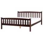 Beliani Bed Pine Wood Giverny 160 X 200 Cm Eu King Size Dark Brown