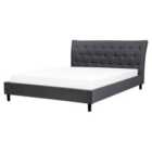 Beliani Bed Fabric Saverne 160 X 200 Cm Eu King Size Dark Grey