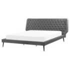 Beliani Bed Faux Leather Essonne 160 X 200 Cm Eu King Size Grey