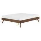 Beliani Bed Without Headboard Berric 140 X 200 Cm Eu Double Dark Ash Wood
