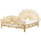 Beliani Bed Rattan Florentine 180 X 200 Cm Eu Super King Light Brown