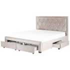 Beliani Bed With Storage Drawers Velvet Lievin 180 X 200 Cm Eu Super King Beige