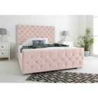 Eleganza Maya Pink Plush Velvet Matching Buttons Single Bed Frame