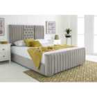 Eleganza Gracie Silver Plush Velvet Matching Buttons Single Bed Frame