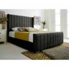 Eleganza Majestique Black Plush Velvet Single Bed Frame