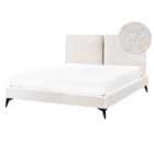 Beliani Bed Boucle Melle 140 X 200 Cm Eu Double Off-white