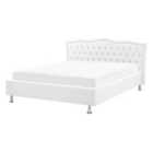 Beliani Bed Faux Leather Metz 140 X 200 Cm Eu Double White