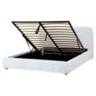 Beliani Ottoman Bed Fabric Blagnac 160 X 200 Cm Eu King Size Light Grey