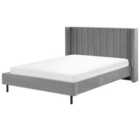 Beliani Bed Velvet Villette 160 X 200 Cm Eu King Size Grey