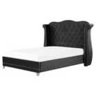 Beliani Bed Velvet Ayette 160 X 200 Cm Eu King Size Black