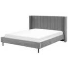 Beliani Bed Velvet Villette 180 X 200 Cm Eu Super King Grey