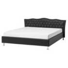 Beliani Bed Faux Leather Metz 160 X 200 Cm Eu King Size Black