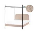 Beliani Four Poster Bed Boucle Dannemois 140 X 200 Cm Eu Double Taupe