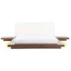 Beliani Bed With LED Zen 160 X 200 Cm Eu King Size Brown Ash Wood