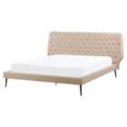 Beliani Bed Faux Leather Essonne 160 X 200 Cm Eu King Size Beige