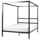 Beliani Four Poster Bed Metal Lestards 140 X 200 Cm Eu Double Black