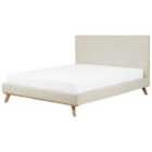 Beliani Bed Chenille Talence 180 X 200 Cm Eu Super King Light Beige
