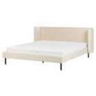 Beliani Bed Velvet Arette 160 X 200 Cm Eu King Size Light Beige