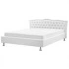 Beliani Bed Faux Leather Metz 180 X 200 Cm Eu Super King White