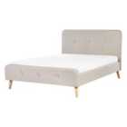 Beliani Bed Fabric Rennes 140 X 200 Cm Eu Double Light Beige