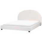 Beliani Bed Fabric Vaucluse 180 X 200 Cm Eu Super King Off-white