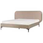 Beliani Bed Velvet Suzette 160 X 200 Cm Eu King Size Beige