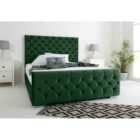 Eleganza Maya Green Plush Velvet Matching Buttons King Bed Frame