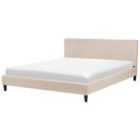 Beliani Bed Fabric Fitou 180 X 200 Cm Eu Super King Beige