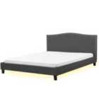 Beliani Bed Fabric Montpellier 180 X 200 Cm Eu Super King LED White