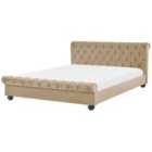 Beliani Bed Velvet Avallon 180 X 200 Cm Eu Super King Beige