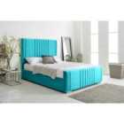Eleganza Willard Teal Plush Velvet King Bed Frame