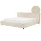 Beliani Bed Corduroy Linards 180 X 200 Cm Eu Super King Beige