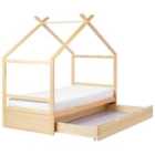 Beliani Wooden Kids House Bed With Drawers Eu Single Size Light Orgeval
