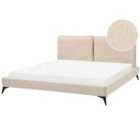 Beliani Bed Boucle Melle 180 X 200 Cm Eu Super King Beige